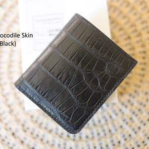 Cartera de cuero exótico para tarjetas, Cartera exclusiva de HUE, Cartera delgada, Cartera minimalista, Tarjetero, Cartera de cuero plegable