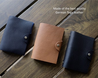 German Togo Leather Journal Cover A5/A6/A7/B5 Size, Personalized Refillable Journal, Notebook, Valentines Day Gift, Card Pocket, Pen sleeve