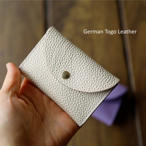 Cartera minimalista de cuero alemán Togo, cartera de cuero para tarjetas, regalo para hombres, regalo para ella, cartera de cuero hecha a mano