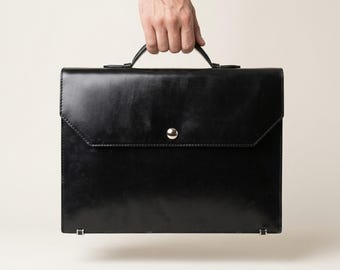 Bespoke Briefcase, Sedgwick Bridle Leather Bag, Full Vacchetta Lined, Japanese M&K Lock, 8-Layer Handle, Custom Work Bag