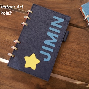 French Calf skin Journal Cover A5/A6/A7/B5 Size, Smart Ring Binder, Loose leaf notebook, Foldable in half, Personalized Initial, Refillable