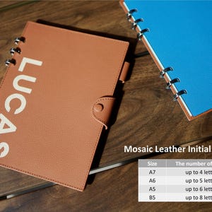 French Calf skin Journal Cover A5/A6/A7/B5 Size, Smart Ring Binder, Loose leaf notebook, Foldable in half, Personalized Initial, Refillable