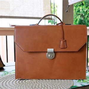 Porte-documents The HUE « CALIFORNIA », 100 % cousu main, porte-documents en cuir italien Buttero, porte-documents fait main, porte-documents pour ordinateur portable, sac d'affaires