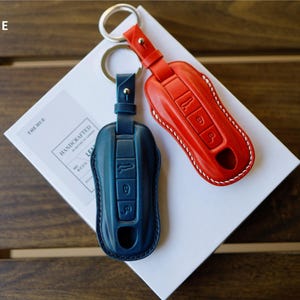 Buttero/Cordovan leather PORSCHE key leather case, PORSCHE key fob cover, PORSCHE key fob case, Porsche key chain,Smart Key Case,Leathergift