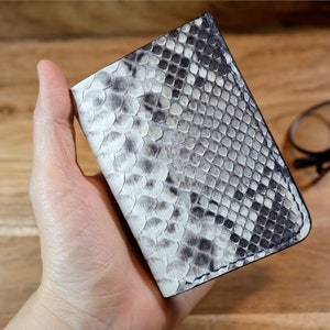 Python Schlangenhaut Kartenhalter, Schlanke Brieftasche, Minimalistische Brieftasche, Schlangenhaut Kartenhalter, Schlangenleder Bifold Brieftasche, Handgemachtes Brieftaschengeschenk