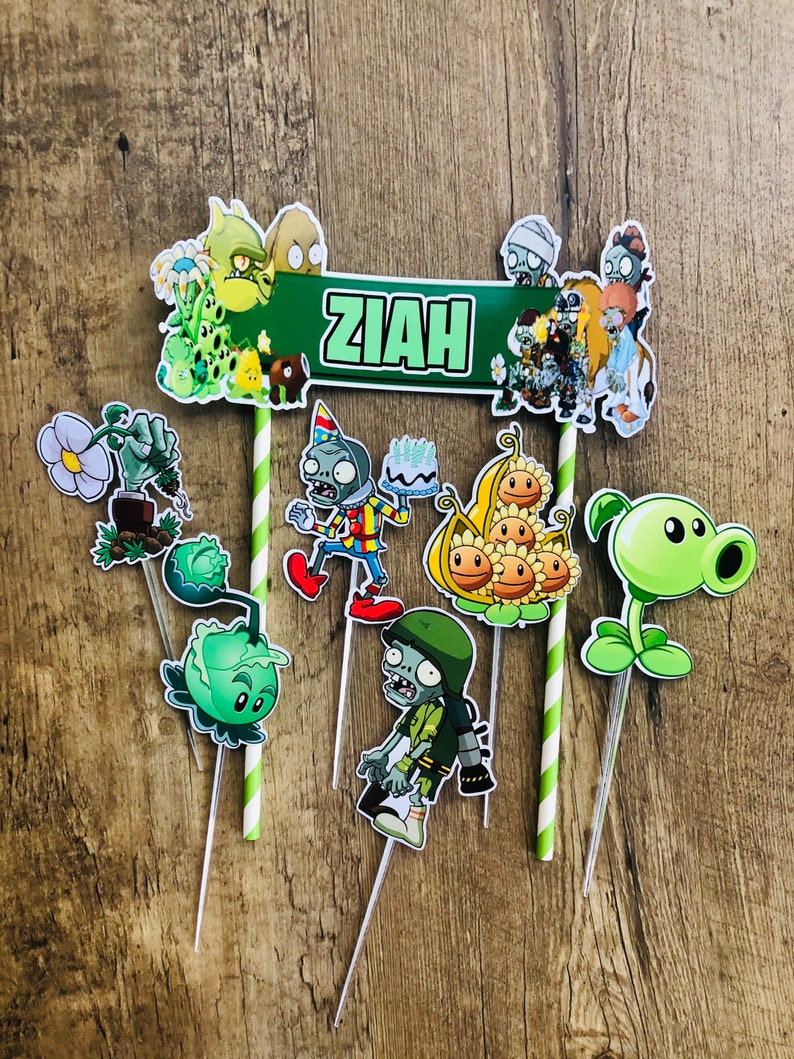 Personalized Plants vs Zombies Theme Cake Topper | Etsy