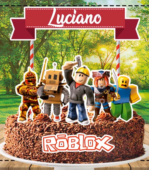 Personalized Roblox Cake Topper Etsy - roblox cake in 2019 roblox birthday cake roblox cake boy