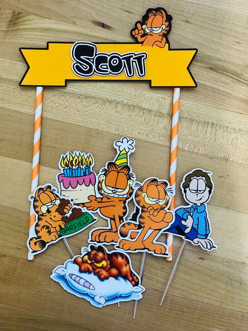 Personalized Garfield Theme Cake Topper | Etsy