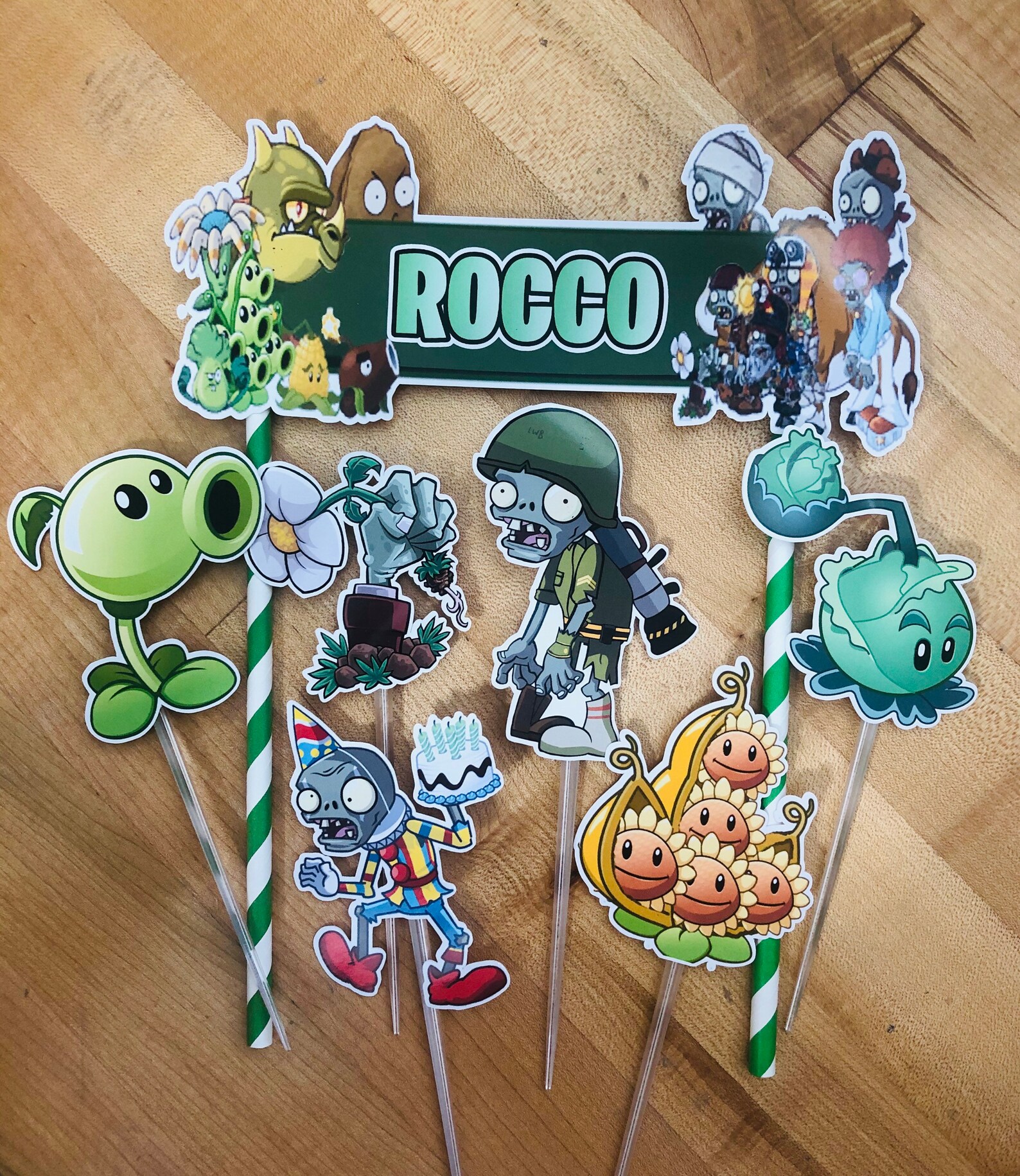 Personalized Plants vs Zombies Theme Cake Topper Etsy