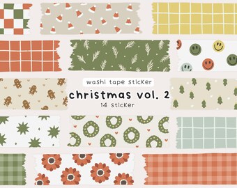 Christmas Washi Tape Stickers, Washi Tape, Scrapbook Elements, Instagram Story Stickers, Goodnotes Stickers, Bullet Journal Stickers, Digital