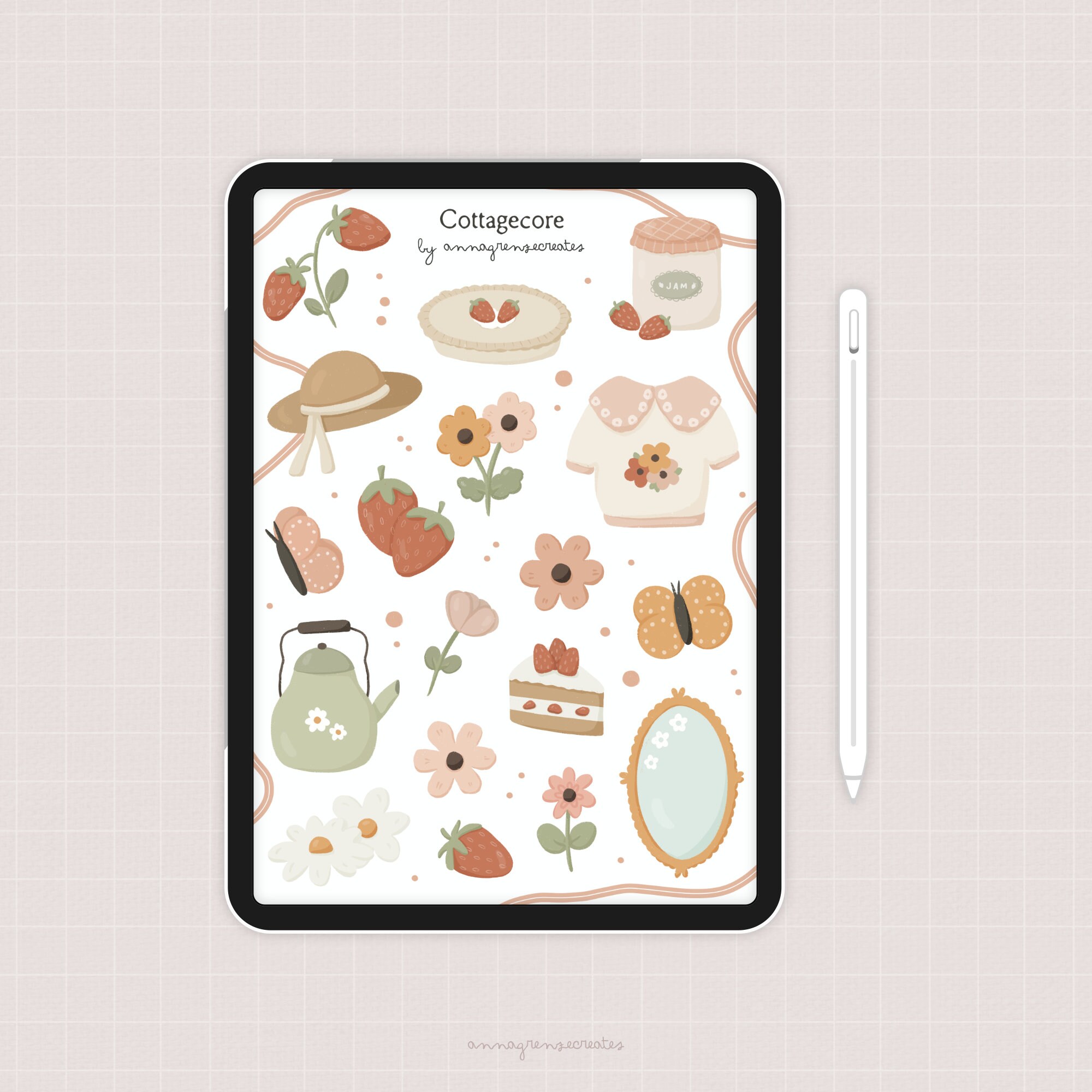 Cottagecore Digital Stickers, Goodnotes Sticker, Printable Sticker