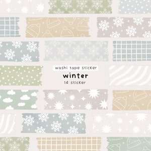 Digitale Washi Tape Sticker Winter, Masking Tape, Scrapbook Elementen, Instagram Story Stickers, Goodnotes Stickers, Bullet Journal Stickers