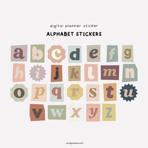 Digital Alphabet Stickers, Scrabook Alphabet Stickers, Digital Planner Stickers, Journal Stickers, Digital Letter Elements, Ransom Stickers