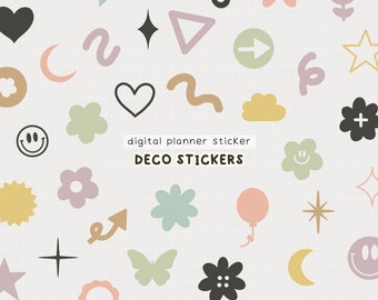 Digital Deco Planner Stickers, Deco Goodnotes Stickers, Digital Planner Stickers, Journal Stickers, Digital Sticker Elements, Deco Stickers