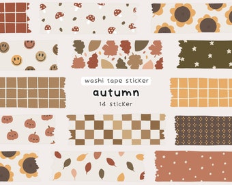 Autumn Washi Tape Stickers, Fall Washi Tape, Scrapbook Elements, Instagram Story Stickers, Goodnotes Stickers, Bullet Journal Stickers, Digital