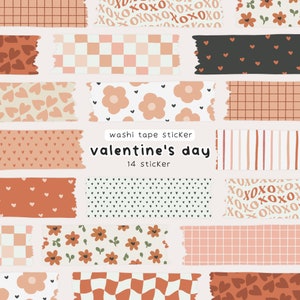 Digitale Washi Tape Valentijnsdag, Masking Tape, Scrapbook Elementen, Instagram Story Stickers, Goodnotes Stickers, Bullet Journal Stickers