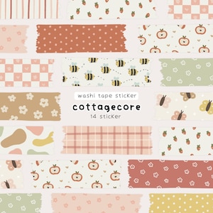 Digitale Washi Tape, Masking Tape, Scrapbook Elementen, Cottagecore Stickers, Goodnotes Stickers, Bullet Journal Stickers, Pastel Washi Tape