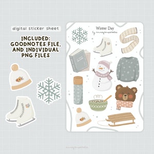 Winter Digital Stickers, Winter Goodnotes Stickers, Printable Sticker Sheet, Goodnotes Elements, Pre-cropped Stickers, Cute Clip Art, Stickers