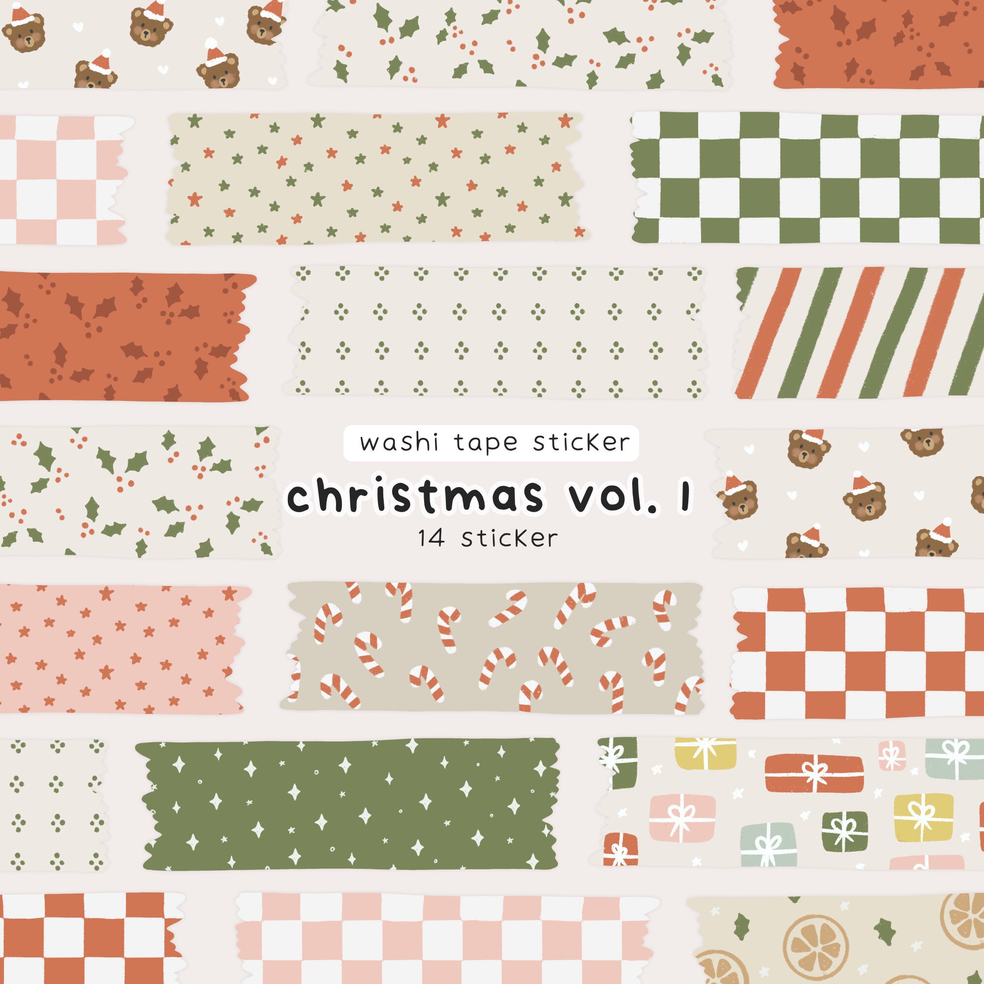 Christmas Washi Tape Stickers, Washi Tape, Scrapbook Elements, Instagram Story Stickers, Goodnotes Stickers, Bullet Journal Stickers, Digital