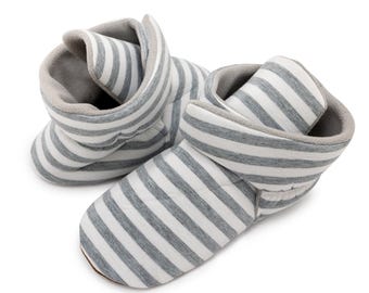 ABDL Adult Baby Booties (Grey Stripe)