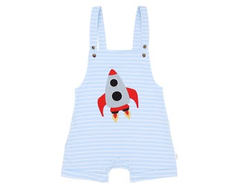 ABDL Adult Baby Overalls (Rocket Ship) Ribbed Cotton