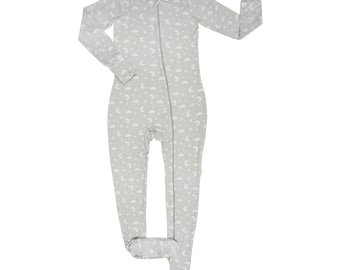 Sleepy Moons- Adult Bamboo Terry Footed Pajamas