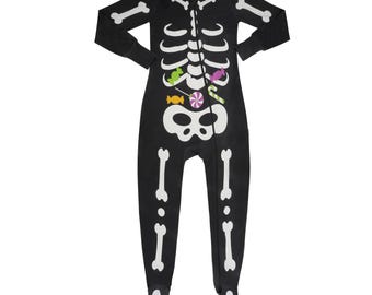 Skeleton- Adult Bamboo Terry Footed Pajamas