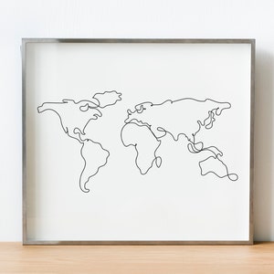 World Map Print World Map Wall Art World Map Poster One Line Etsy World Map Print World Map Wall Art World Map Poster One Line Etsy