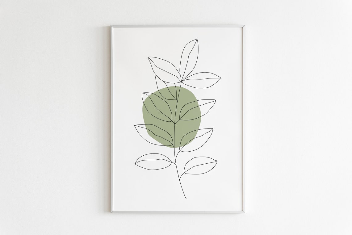 Set of 2 Prints Sage Green Flower Print Abstract Leaf | Etsy
