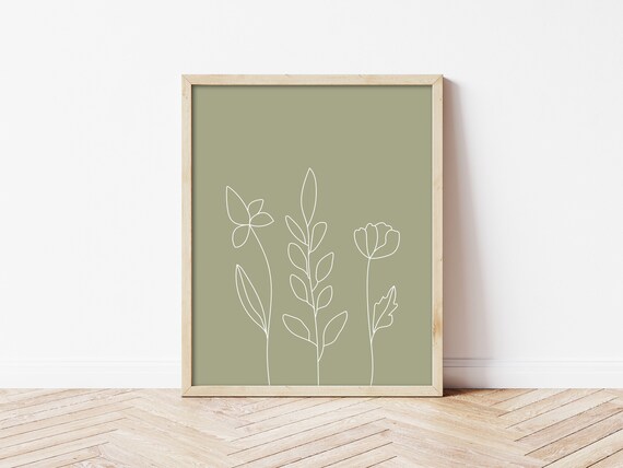 Sage Green Flower Print Abstract Mauve Flower Printable | Etsy