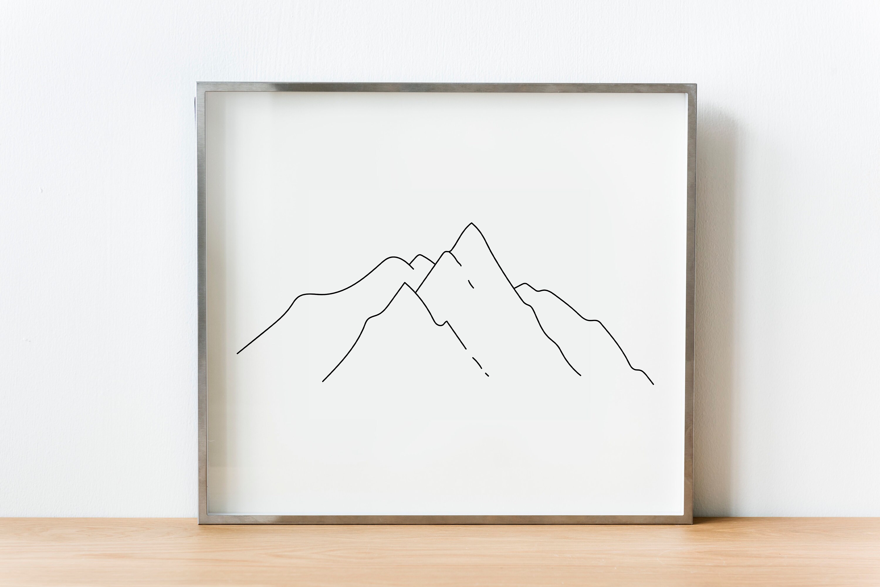 Mountains Line Art Abstract Landscape Print Line Drawing Etsy