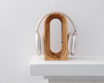 Handmade spalted maple wood headphone stand, wood work by B. Deacon