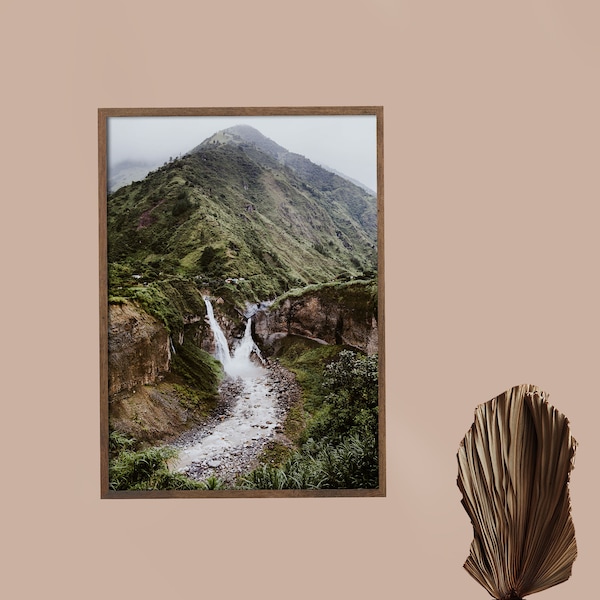 Ecuador waterfall, travel photography print by P. Deacon