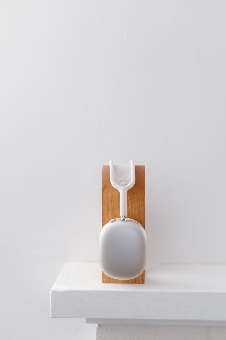 Limited Run: Cherry Wood Headphone Stand | Handmade Unique Desk Art | Minimalist Headset Holder image 3