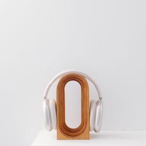 Limited Run: Cherry Wood Headphone Stand | Handmade Unique Desk Art | Minimalist Headset Holder image 2