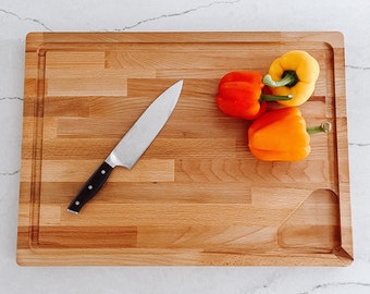 Large butcher block cutting board, wood work by B. Deacon