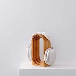 Limited Run: Cherry Wood Headphone Stand | Handmade Unique Desk Art | Minimalist Headset Holder image 4