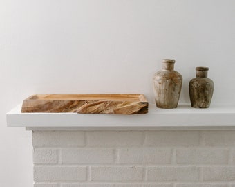Live edge elm wood tray, wood work by B. Deacon