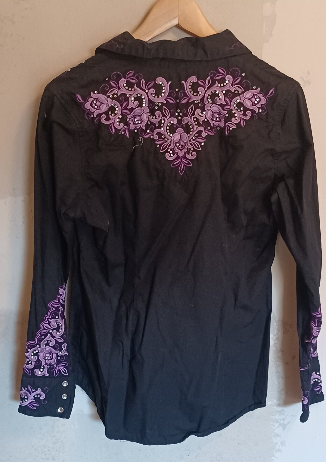 BLACK WESTERN SHIRT W/swirl Pattern Embroidery and Pearl Snap - Etsy