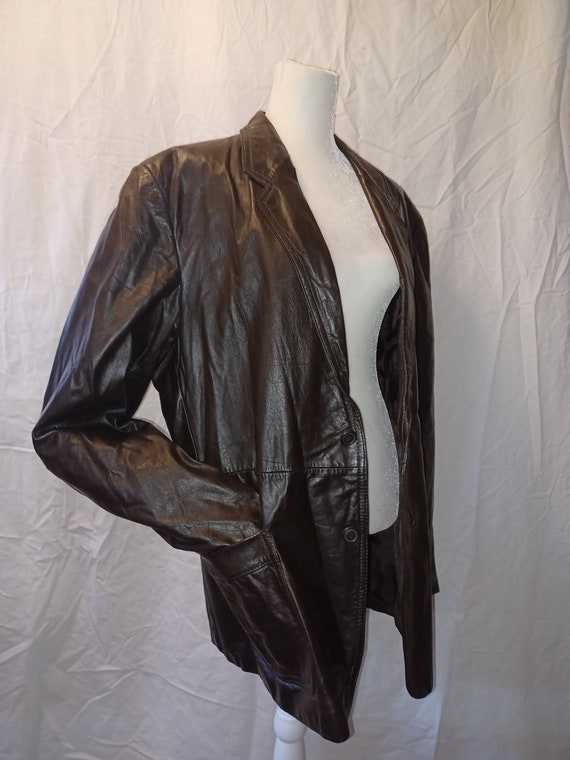 Brown leather silk lined jacket