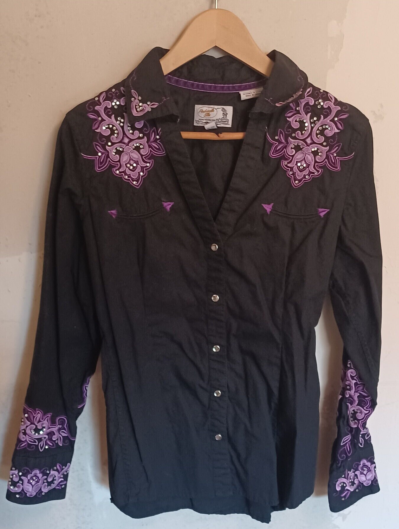 BLACK WESTERN SHIRT W/swirl Pattern Embroidery and Pearl Snap - Etsy