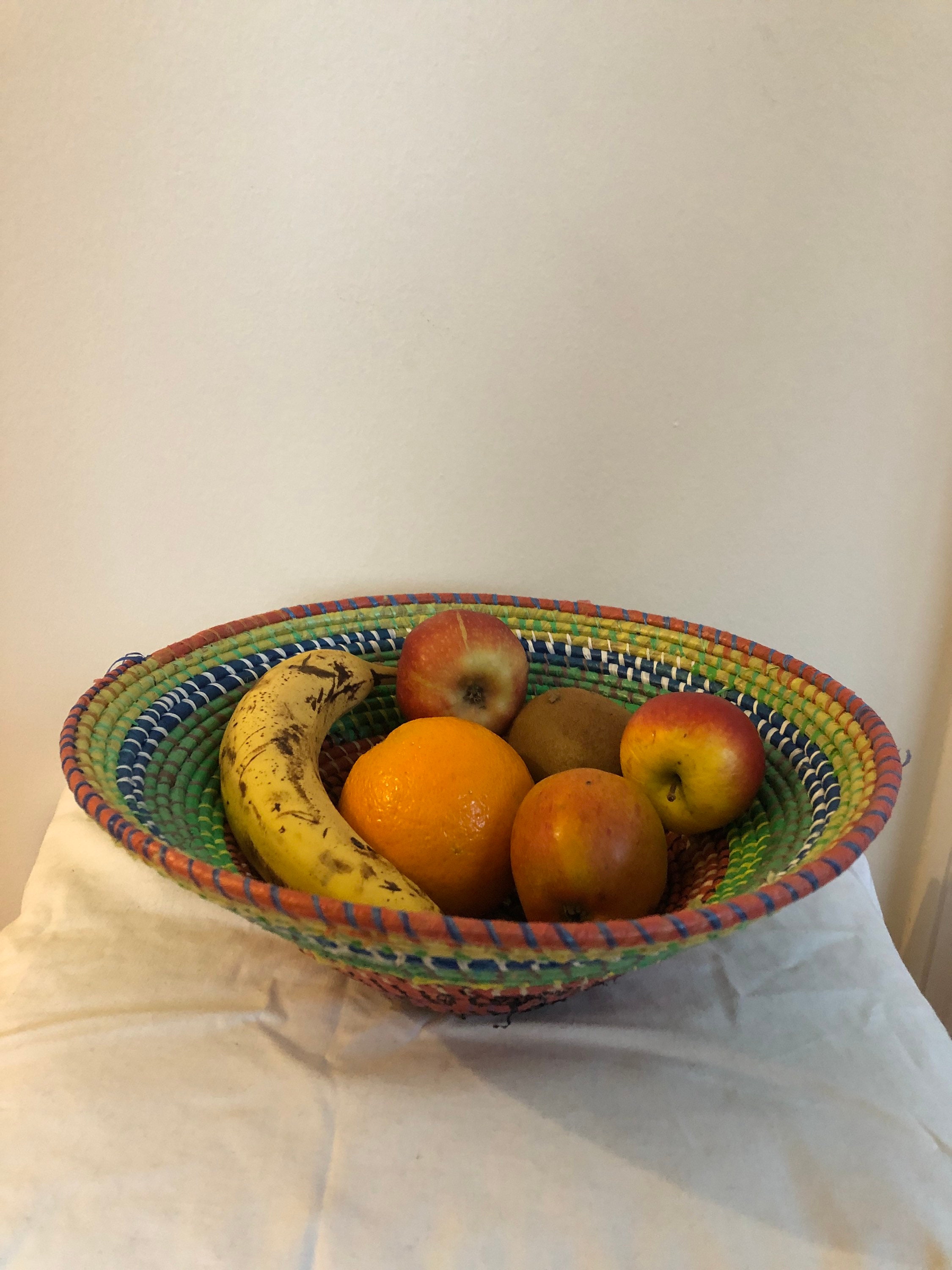Fruit Bowl / Bread Basket handwoven in Africa Colourful Etsy