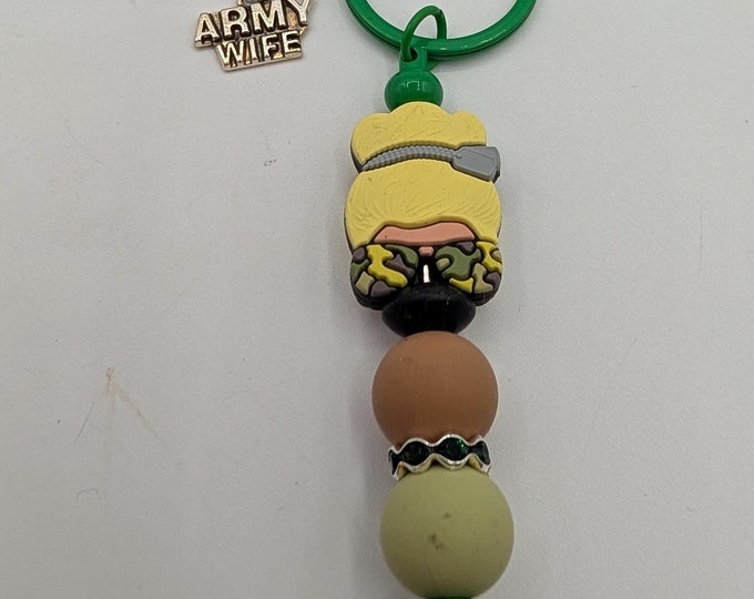 Custom bead keychains, keychain, Army inspired, Army mom, Army