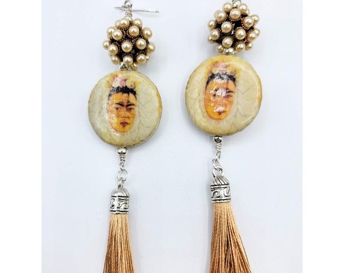 Frida Kahlo jewelry, Holiday gifts, Holiday jewelry, fall jewelry, dangle earrings