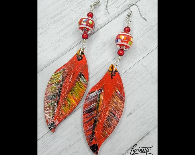 Gift for her, lightweight, hand-painted dandle earrings, Valentine's gift