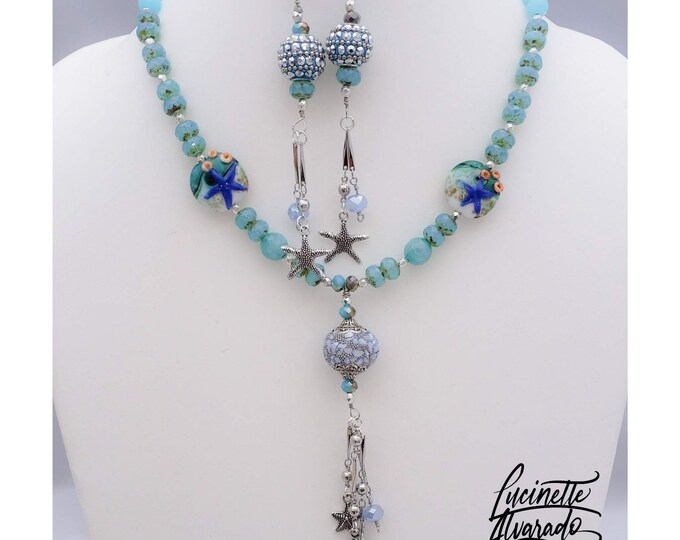 summer necklace, beach jewelry, sun-themed necklace