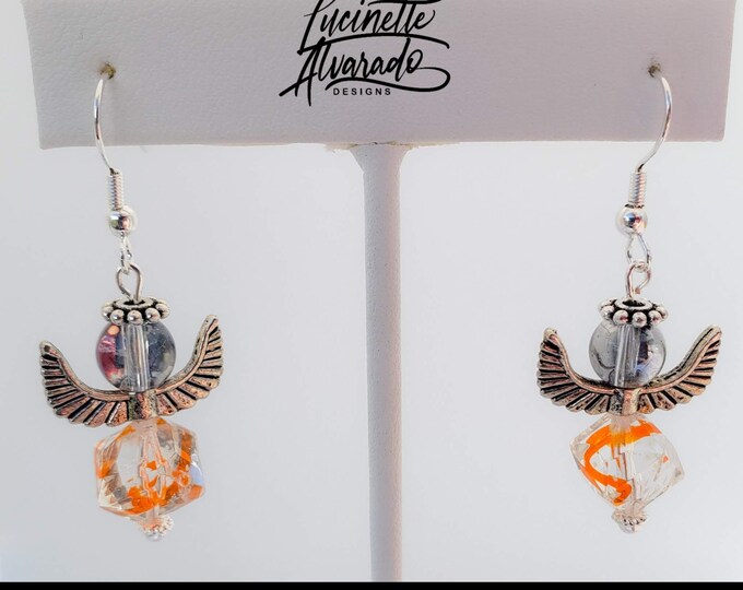 Holiday gift, gift for her, women jewelryAngel crystal drop earrings, religious jewelry, earrings, angel earrings