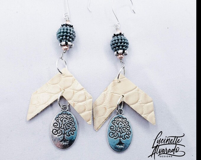 leather dangle earrings, Gift for her, Valentine's gift
