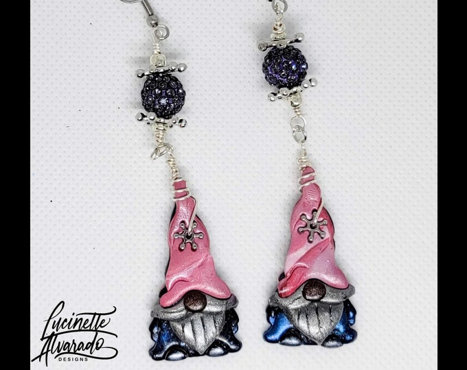 Gnomes earrings, gnomes jewelry; dangle earrings