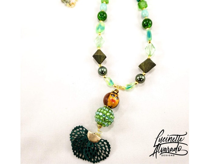 Gift for her, green necklace, Valentine's gift
